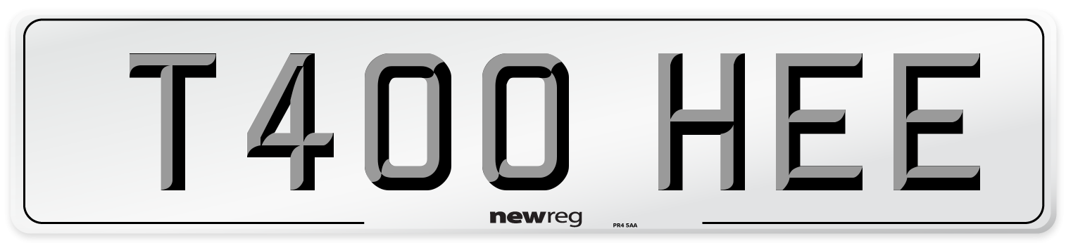 T400 HEE Number Plate from New Reg